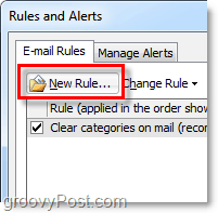 צור כלל חדש ב- Outlook 2010