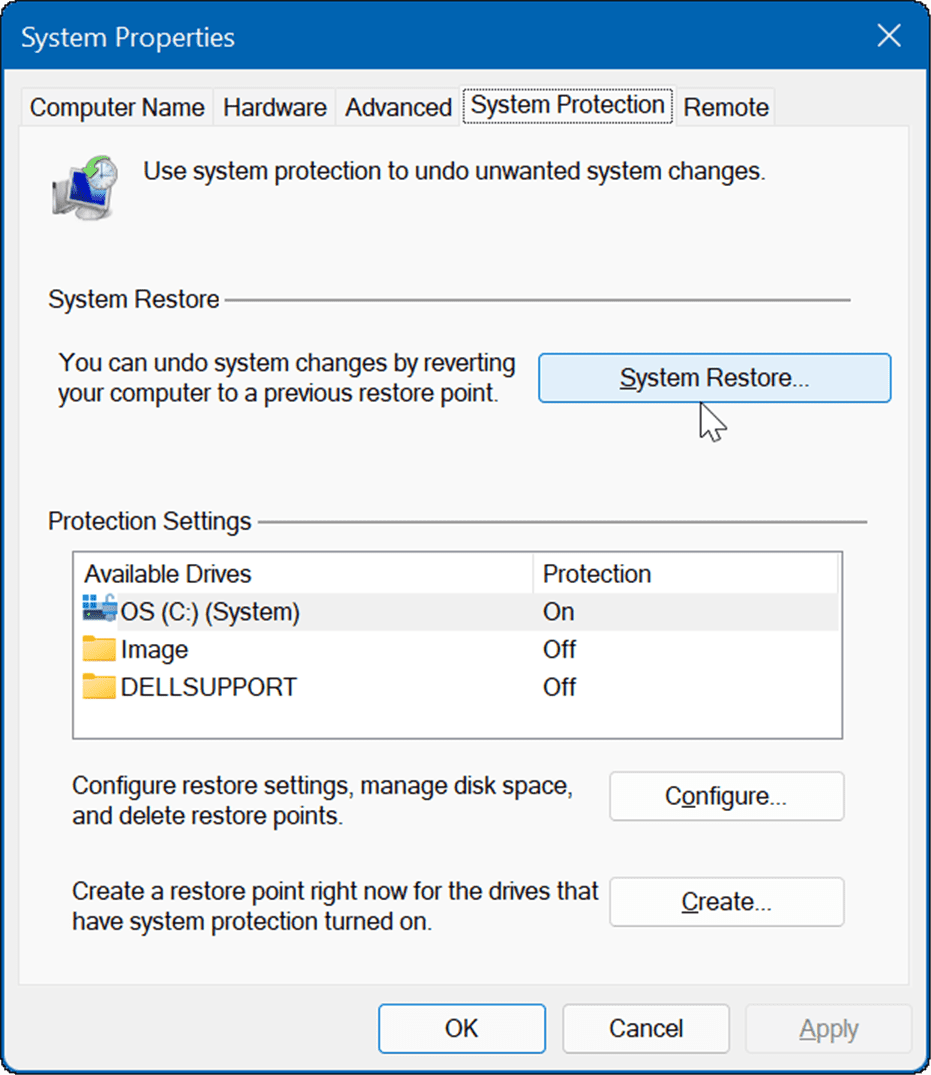 צור נקודת שחזור ב-Windows 11