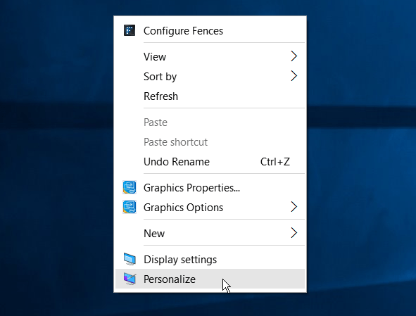 התאמה אישית של Windows 10