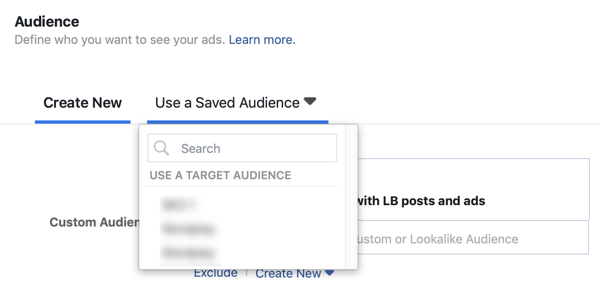 אפשרות להשתמש בקהל שמור עבור קמפיין מודעות לידים בפייסבוק.