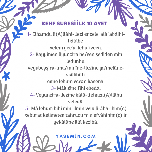 קריאת חמשת הפסוקים הראשונים של סוראט אל-קהף בטורקית