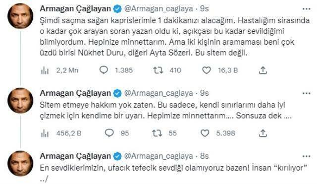 Armağan Çağlayan נזף בשני שמות מפורסמים