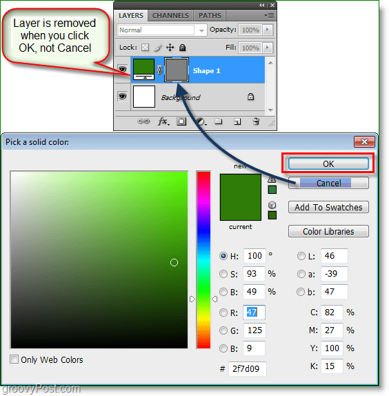 צילום מסך של בורר הצבעים של פוטושופ - מה זה עובד עכשיו אתה יכול להשתמש במקשי קיצור לבחירת צבע בפוטושופ