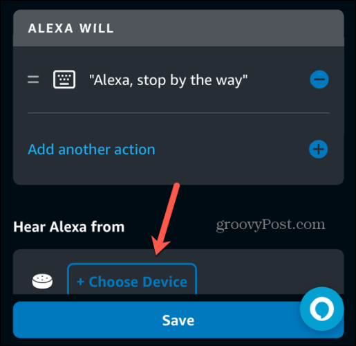 אפליקציית alexa לבחור מכשיר