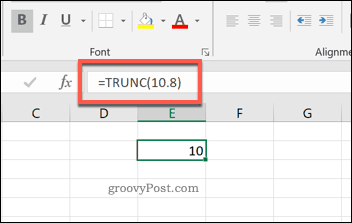 פונקציית TRUNC ב- Excel