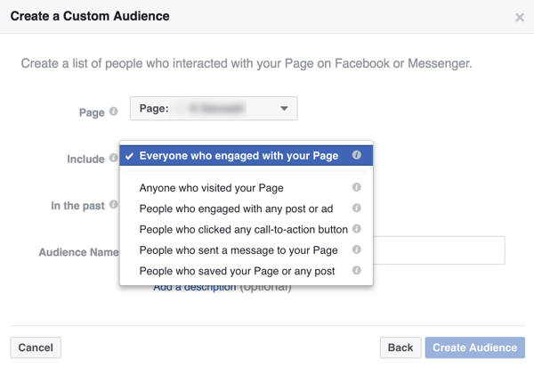 צור קהל מותאם אישית של אנשים שקיימו אינטראקציה עם העסק שלך בפייסבוק.