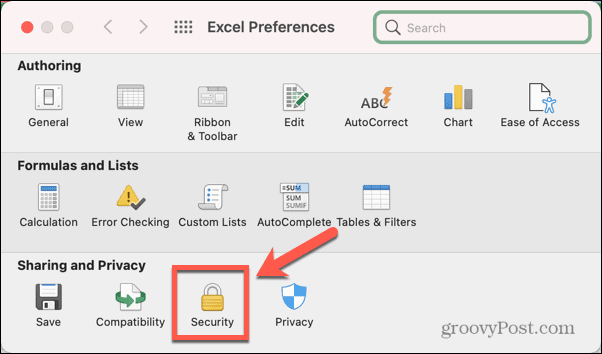 mac excel security