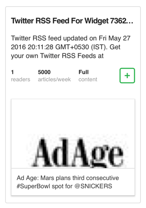 הוסף ווידג'ט טוויטר RSS להאכיל