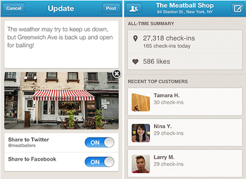 אפליקציה עסקית של Foursquare