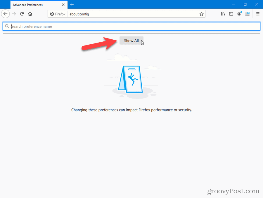 לחץ על הצג הכל בדף ההגדרות המתקדמות של Firefox