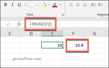 הפונקציה TRUNC ב- Excel