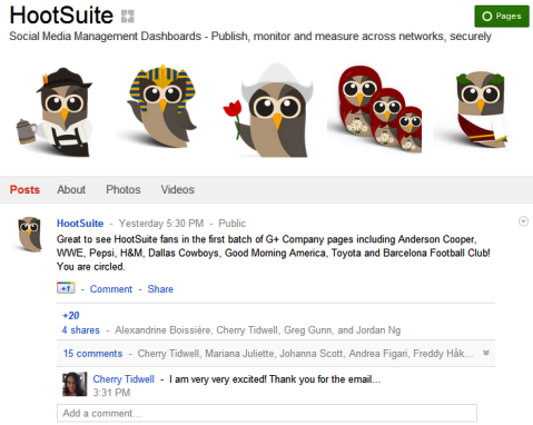 דפי Google+ - HootSuite
