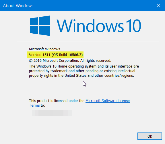 Windows 10 גרסה 1511