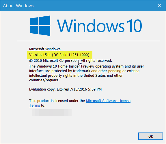 תצוגה מקדימה של Windows 10 Redstone Build 14251 זמינה למבקרי פנים