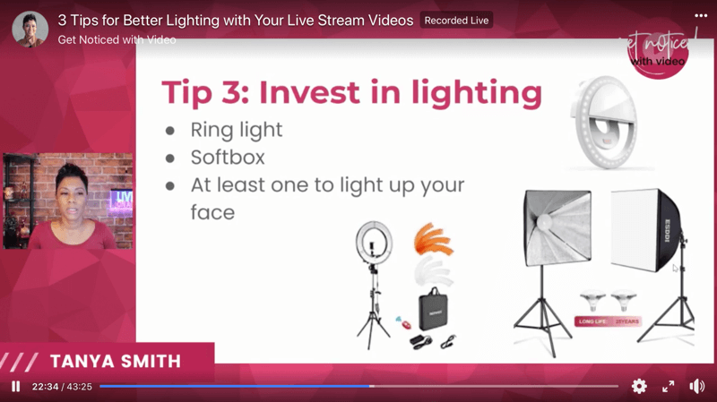 צילום מסך של טיפים לתאורת וידאו לשיפור שידורי השידור החי שלך