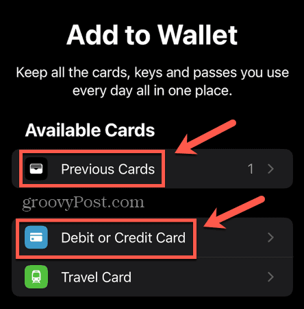 Apple Pay הוסף כרטיס קודם או כרטיס חיוב או אשראי חדש