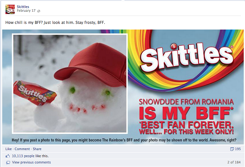 פרסומת של skittles bff בפייסבוק