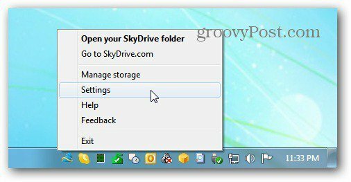 תפריט SkyDrive
