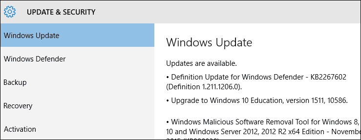 הכרח את עדכון Windows 10 כדי לספק את העדכון בנובמבר
