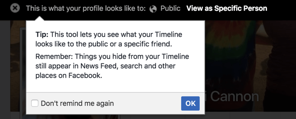 השתמש בתכונה 'הצג כ' כדי לראות כיצד פרופיל הפייסבוק שלך נראה לאחרים.