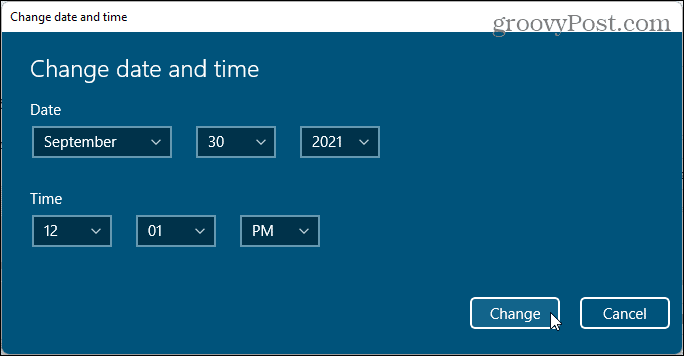 שנה תאריך ושעה דו -שיח ב- Windows 11