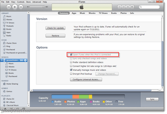 כיצד להפסיק הפעלה אוטומטית של iTunes כשאתה מחבר את ה- iPhone או ה- iPod שלך