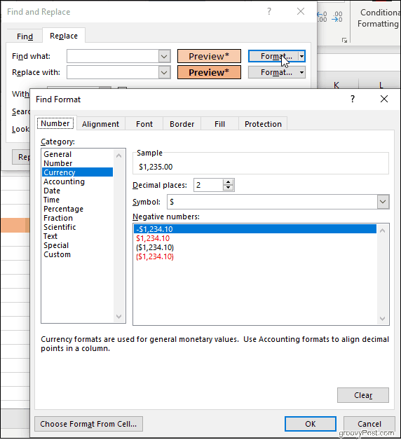 לחץ על פורמט ב- Excel
