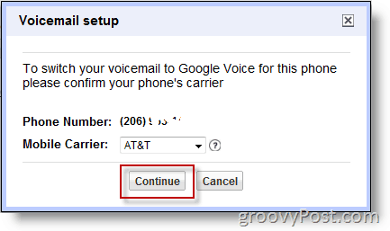 צילום מסך - אפשר את Google Voice במספר שאינו של גוגל