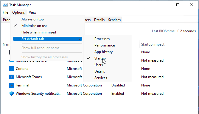 שנה את דף ההפעלה של מנהל המשימות ב-Windows 11