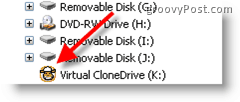 התקן תמונת ISO באמצעות VirtualClone Drive