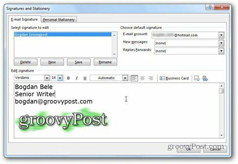 outlook 2013 השתמשו בחתימת לוגו groovypost