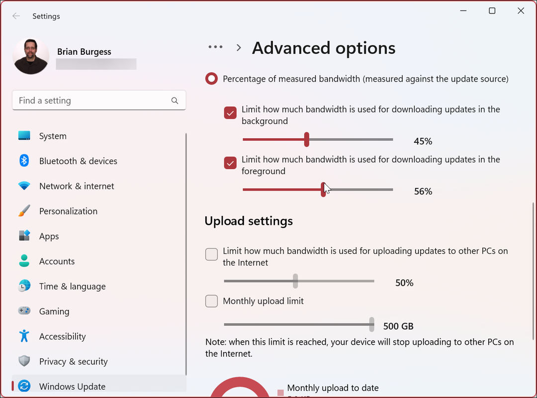 הגבל רוחב פס עבור Windows 11