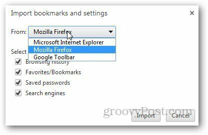 העבר סימניות Firefox 8
