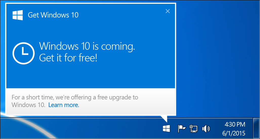 מיקרוסופט תסיר הודעה על שדרוג נאג של Windows 10