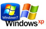 סמלי לוגו של Windows Xp ו- Windows 7