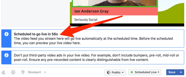 פייסבוק מציגה שעון ספירה לאחור לפני תחילת השידור החי שלכם.