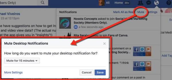 פייסבוק הפכה את זה לפשוט יותר להשתיק את ההודעה בשולחן העבודה באמצעות חדש.