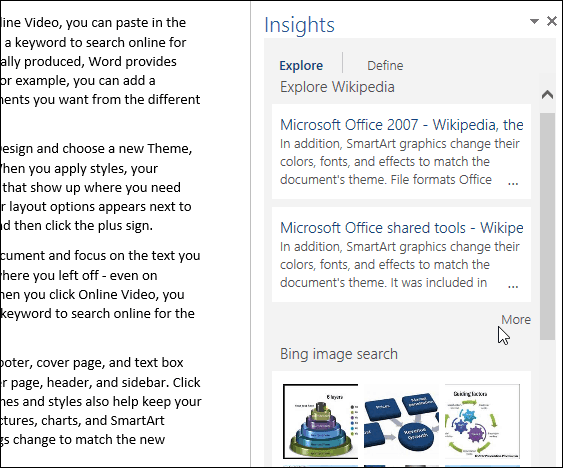 כיצד להשתמש בתכונה 'בדיקת סמארט חכמה של Bing' ב- Office 2016