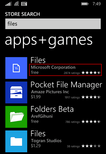 קבצים של Windows Phone 8.1