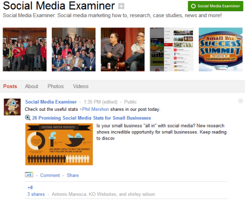 דפי Google+ - בוחן מדיה חברתית