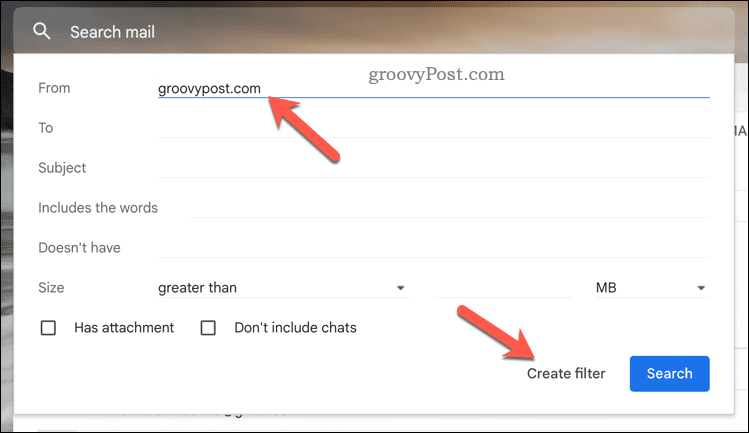 צור מסנן Gmail