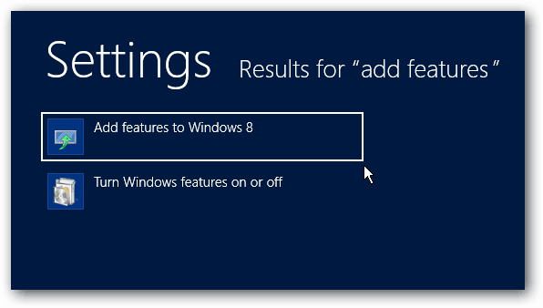 הוסף תכונות ל- Windows 8