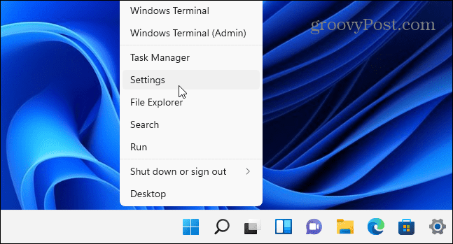 התחל הגדרות Windows 11