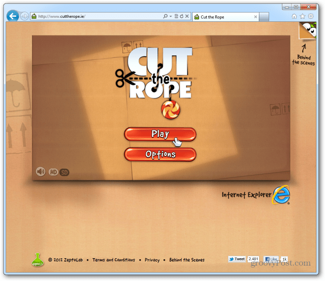 הפעל את גרסת האינטרנט HTML5 של Cut the Rope ב- IE 9