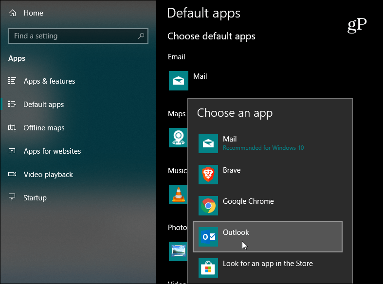 הגדר דוא"ל ברירת מחדל של Windows 10