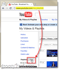 צור רשימת הפעלה חדשה ב- YouTube מדף הווידיאו והפלייליסטים