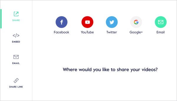 שתף את הסרטון שלך במדיה החברתית, צור קישור הניתן לשיתוף, שלח אותו בדוא"ל או הטמע אותו באתר שלך.