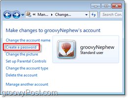 מצא את ההנחיה להוסיף סיסמה לחשבון המשתמש של Windows 7