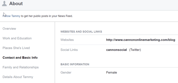 בקטע אודות בפרופיל הפייסבוק האישי שלך, שתף את האתר העסקי שלך וקישורים לפלטפורמות החברתיות בהן העסק שלך פעיל.