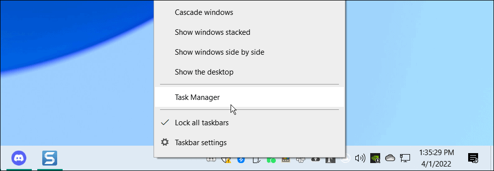 פתח את מנהל המשימות משורת המשימות של Windows 10